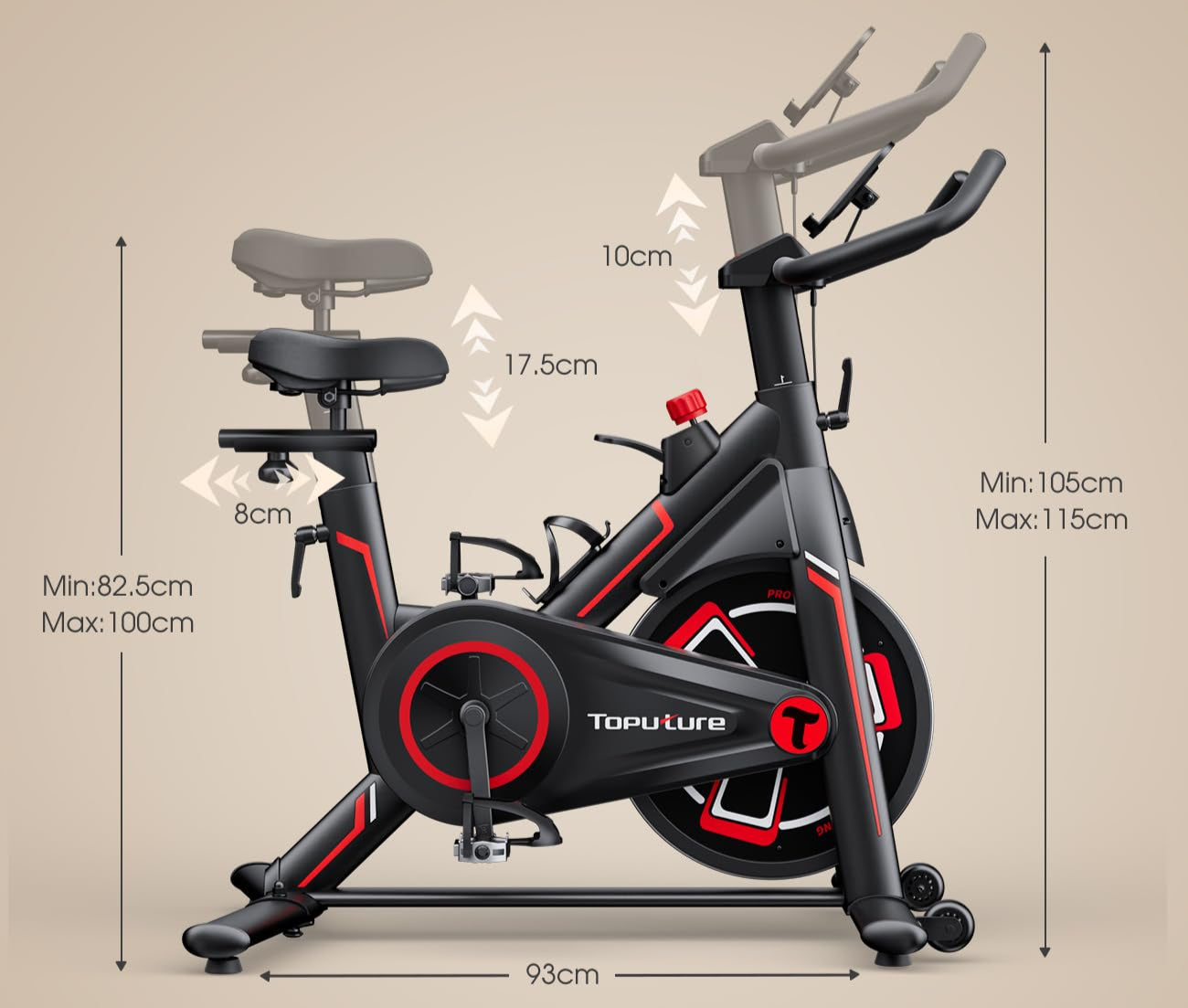 Heimtrainer Fahrrad mit APP, 15 KG Schwungrad, 0-100% Magnetischem, Leiser LCD Heimtrainer bis 150KG, Fitnessbike für zuhause Mit Weicher Sitz, Bis150 KG,Tablet-Halter, Getränkehalter