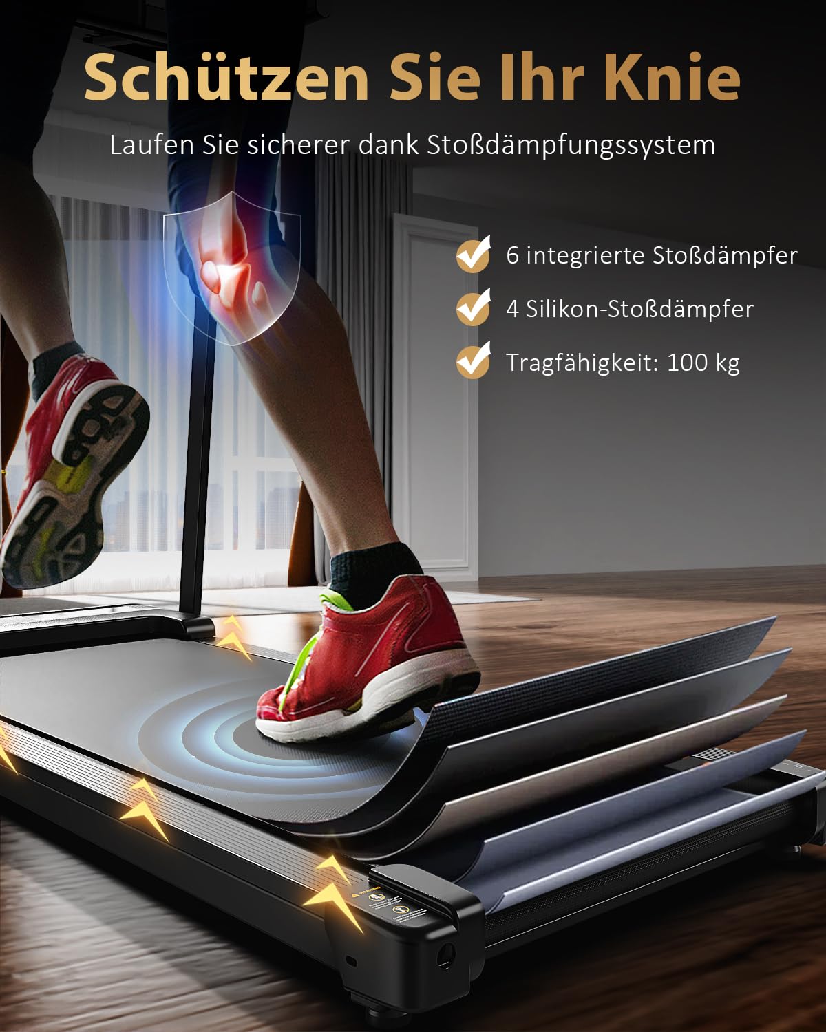 Laufband für Zuhause Walking Pad - Klappbar Laufbänder Elektrisches Laufbänder Schreibtisch Foldable Treadmill for Home Büro Laufpad Leise Klein 10Km/h Tretmühle Klappbares Kleines