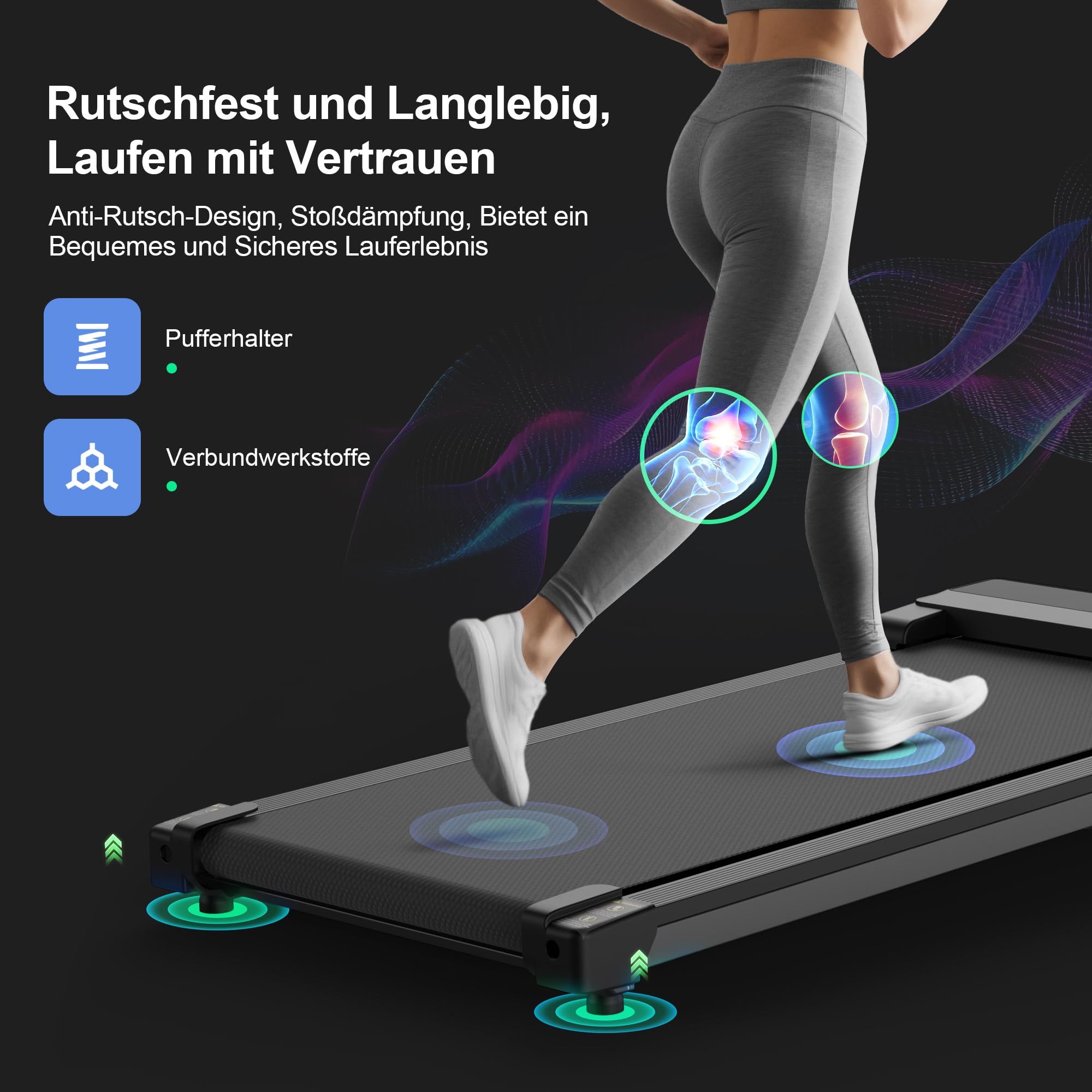 Walking Pad Laufband für Zuhause - Treadmill mit 5% Steigung with Incline for Home Office Büro Laufbänder Unter Desk Mini Klein Tragbares Gehband Tretmühle Leises Lauf Running Machine Schreibtisch