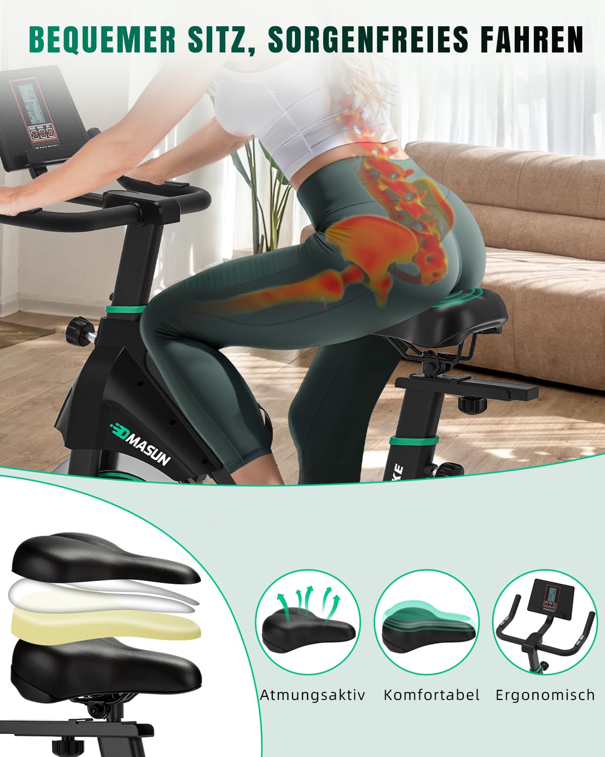 DMASUN Heimtrainer Fahrrad, Hometrainer Fahrrad mit großem Tablet-Halter und LCD-Display, Leises Ergometer Heimtrainer für Zuhause, Fahrradtrainer bis 160 kg Belastbar, Ideal für Indoor Cycling