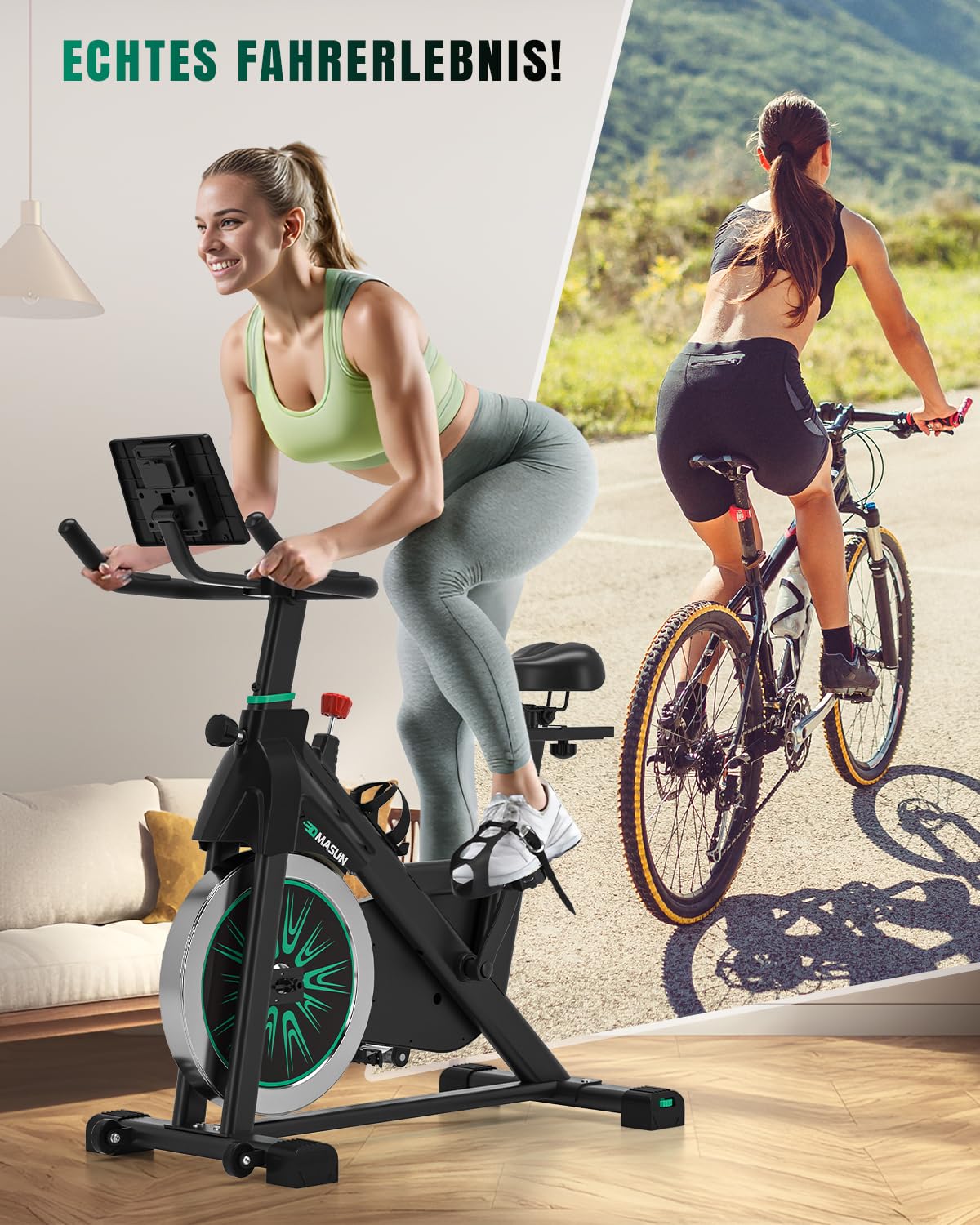 DMASUN Heimtrainer Fahrrad, Hometrainer Fahrrad mit großem Tablet-Halter und LCD-Display, Leises Ergometer Heimtrainer für Zuhause, Fahrradtrainer bis 160 kg Belastbar, Ideal für Indoor Cycling