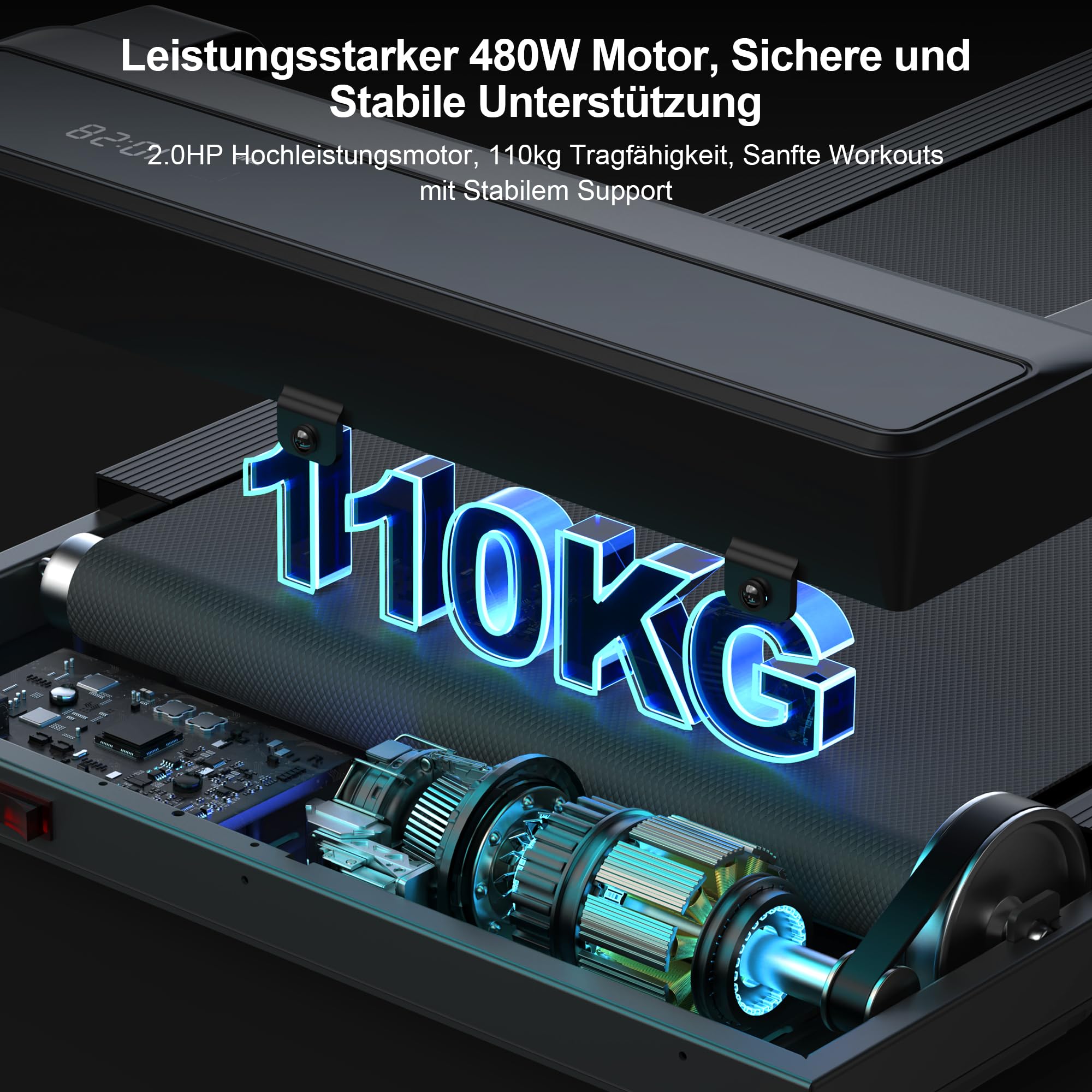 Walking Pad Laufband für Zuhause - Treadmill mit 5% Steigung with Incline for Home Office Büro Laufbänder Unter Desk Mini Klein Tragbares Gehband Tretmühle Leises Lauf Running Machine Schreibtisch
