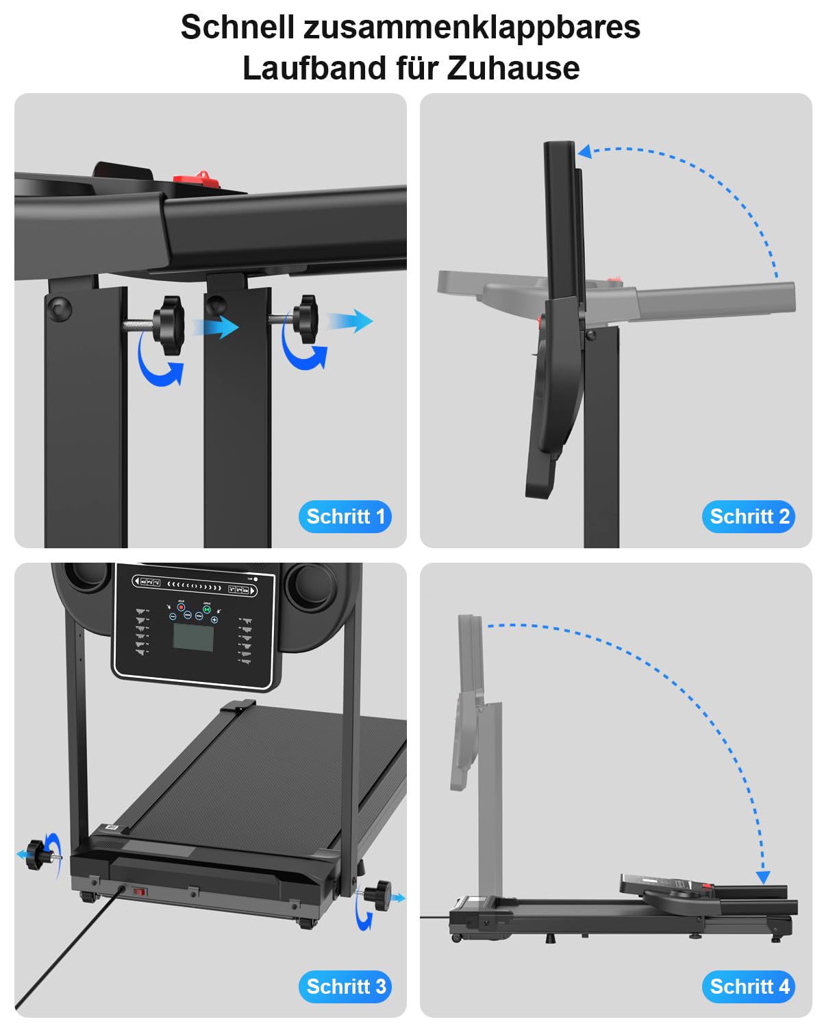 Laufband für Zuhause Walking Pad - Klappbar Laufbänder Elektrisches Laufbänder Schreibtisch Foldable Treadmill for Home Büro Laufpad Leise Klein 10Km/h Tretmühle Klappbares Kleines